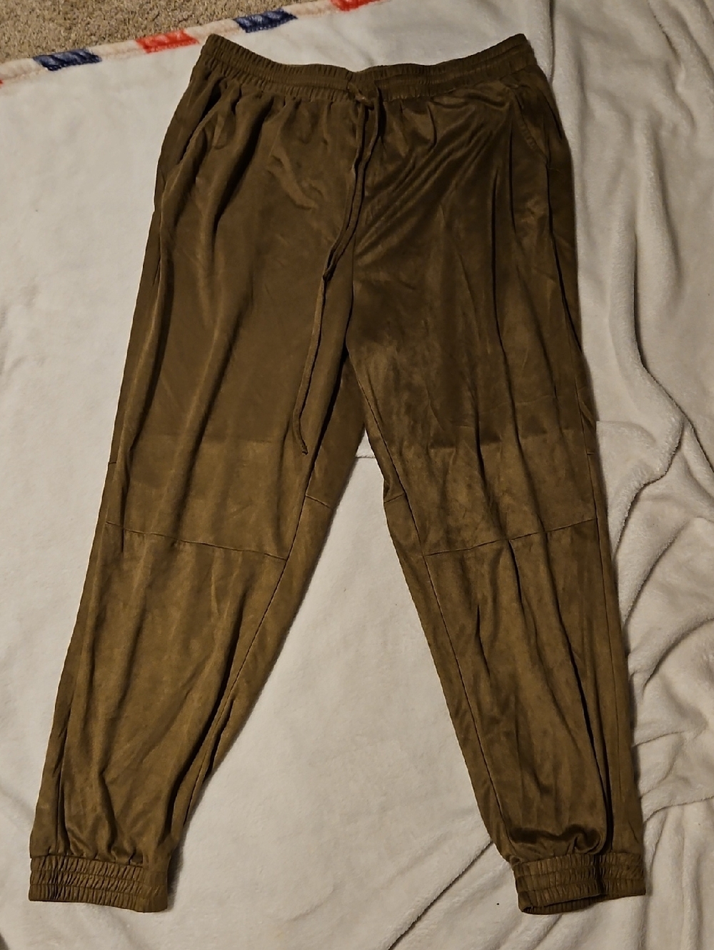 Women's Olive Drawstring Jogger Pants with Elastic Cuffs